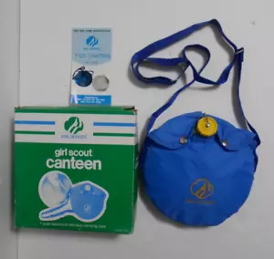 Girl Scout Aluminium Round Canteen With Blue Carrying Case Never Used - Picture 1 of 9