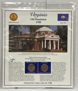 2000 Postal Commemorative Society Statehood Quarter/stamps Virginia P & D - Picture 1 of 7