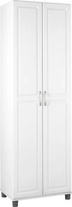 24" Utility Storage Cabinet Adjustable Shelves 2 Door Wardrobe Armoires Bedroom - Picture 1 of 14