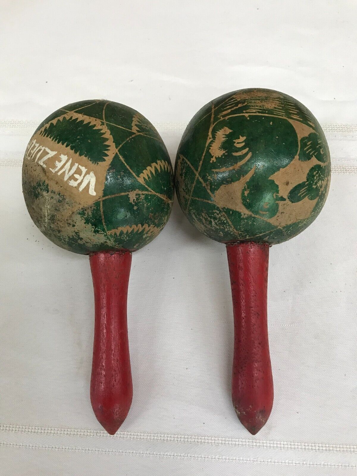 Vintage Hand Made Maracas - Hand Carved - Etched Design on All Sides Shabby  | eBay