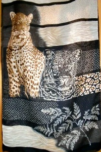 Italian Shades of Brown & Grey Jungle Animals Design Pure Silk Chiffon Scarf! - Picture 1 of 9