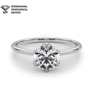Anello di fidanzamento solitario diamante coltivato in laboratorio D/VS taglio tondo certificato IGI 2,00 ct - Foto 1 di 47