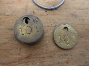 13 Vintage Round Solid Brass ID stamping tags 1 Inch Tool Room Key - Picture 1 of 3