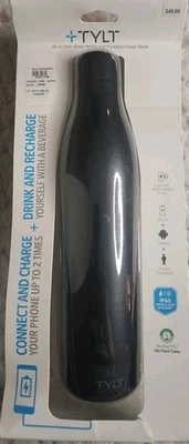Official TYLT Brand Black All-In-One 12" Water Bottle Portable With Power Bank - Image 1 of 3