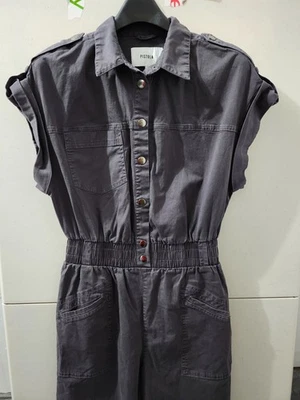 Mono Pistola Mujer M Gris Dani Manga Corta Botón A Presión Cónico Cintura Elástica Foto 1 de 4