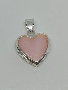 Sterling Silver 925 Pink Heart Pendant - Picture 1 of 7