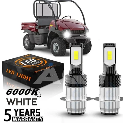For Kawasaki Mule 610 2005-2011 2pcs H6 LED Headlight 6000K White Bulbs - Image 1 of 4