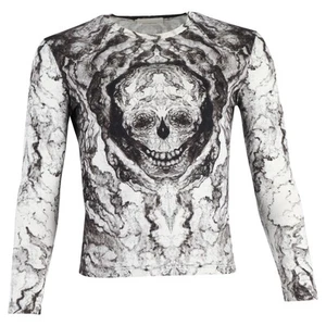 Alexander Mcqueen Skull-Print Long-Sleeve Tee In Cotton Men White S - Picture 1 of 6