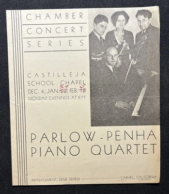 Cuarteto de piano Parlow-Penha 1934 programa de conciertos escolar Castilleja Foto 1 de 3