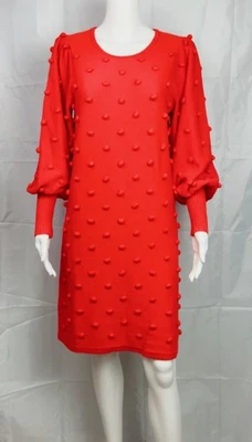 LILLY PULITZER Ruby Red Kippa Pom Pom Sweater Dress Sz medium  - Image 1 of 4