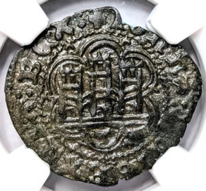 John II Toledo MEDIEVAL SPAIN BI Blanca 1406-1454 NGC AU53 Castle Lion Coin - Picture 1 of 13