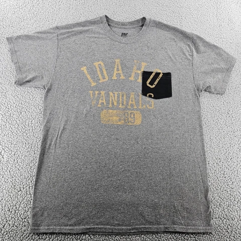Idaho Vandals Shirt Mens Large Gray Crew Neck Short Sleeve Graphic Tee Pocket Cover