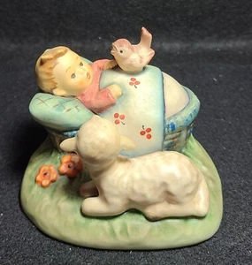 M.J. Hummel Goebel The Guardian 455 Germany 2 3/4" TMK 7 Baby Child Bird Lamb - Picture 1 of 5