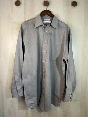Roundtree & Yorke Dress Shirt Men Size 16 1/2 -34 Gray Button Long Sleeve - Image 1 of 4