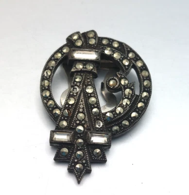 Vintage Hematite Studded Silver Tone Single Shoe Buckle Unmarked - Image 1 of 4