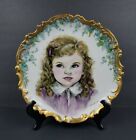 Ancien T & V Limoges portrait de fille peint à la main grand bol plat 12 pouces