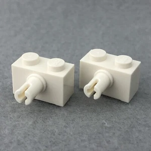 LEGO 2458 White Brick, Modified 1 x 2 with Pin (x2) - Picture 1 of 2