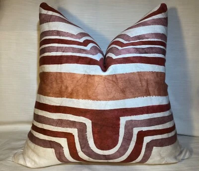 20x20 S. HARRIS 0116501 Dada Stripe Chaotic Berry 100% Linen Fabric PILLOW COVER - Image 1 of 4