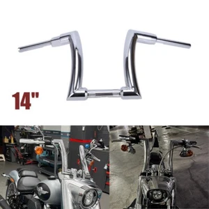 Chrome 14" Rise Hanger Handlebar For Harley Touring Road King FLHR FLHRSE 94–18 - Picture 1 of 9