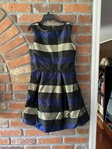 Amy Byer girls kids dress Holliday Hanukkah party dress Blue Gold Striped Sz 10 - Picture 1 of 6