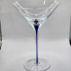 Cobalt Blue Stem Martini Glass Art Glass Hand Made