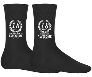 18th Birthday Socks for Men or Women Born in 2007 Funny Novelty Gift Black Pair - Picture 1 of 1