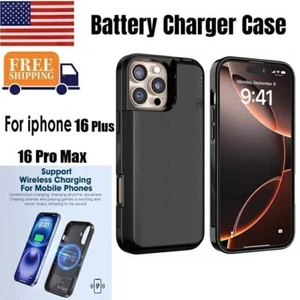 For iPhone 16 Plus / 16 Pro Max 8000mAh Battery Cover Power Bank Charger Case - Picture 1 of 14
