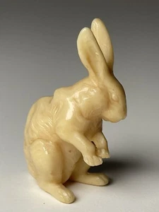 Miniature Bunny Rabbit Figurine Hard Plastic Vintage 1.5” Tall - Picture 1 of 6
