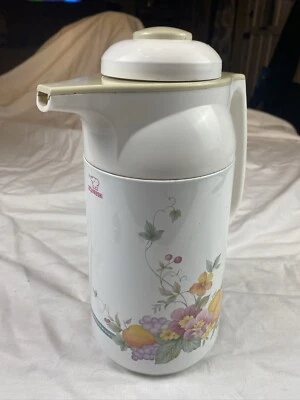 Vintage Zojirushi Thermal Coffee Carafe Pot Dispense Flowers - Image 1 of 4