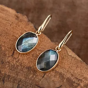 Natural Labradorite Crystal Handmade Women Healing Drop Protection Earrings Gift - Picture 1 of 5