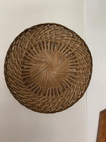 Large Textured woven Vintage basket boho wall or table decor 18” X 18” Cover