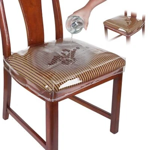 2 Pack Clear Plastic Chair Covers Waterproof Kitchen Dining Room Seat Protectors - Picture 1 of 7
