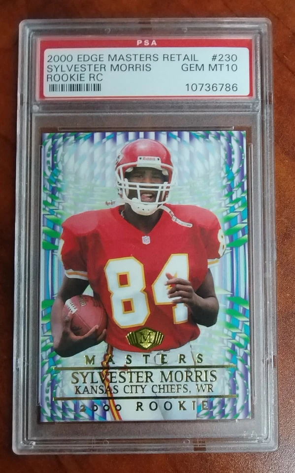 2000 EDGE MASTERS RETAIL FOOTBALL #230 SYLVESTER MORRIS RC PSA 10 GEM MINT - Image 1 of 2