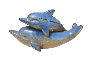 Pensacola Beach Ceramica Mamma e Bambino Delfino 8” L & 4 1/2” H Da Collezione - Foto 1 di 8