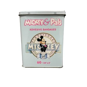 Disney Mickey & Pals Metal Adhesive Bandages Bandaid Box W/ Bandages Collectible - Picture 1 of 6