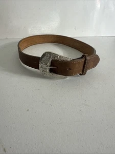Boys Kids 3 D Belt Size 24 Brown B151 Genuine Leather Western 30" L 1.5" W - Picture 1 of 5