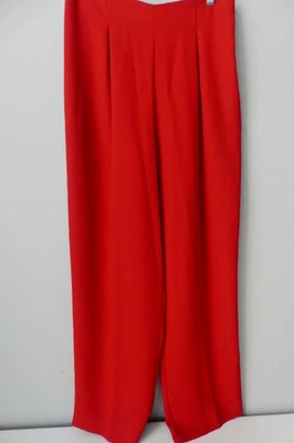 Calça social Leslie Fay feminina tamanho 12 vermelha zíper lateral sem bolso perna reta fluida - Imagem 1 de 4