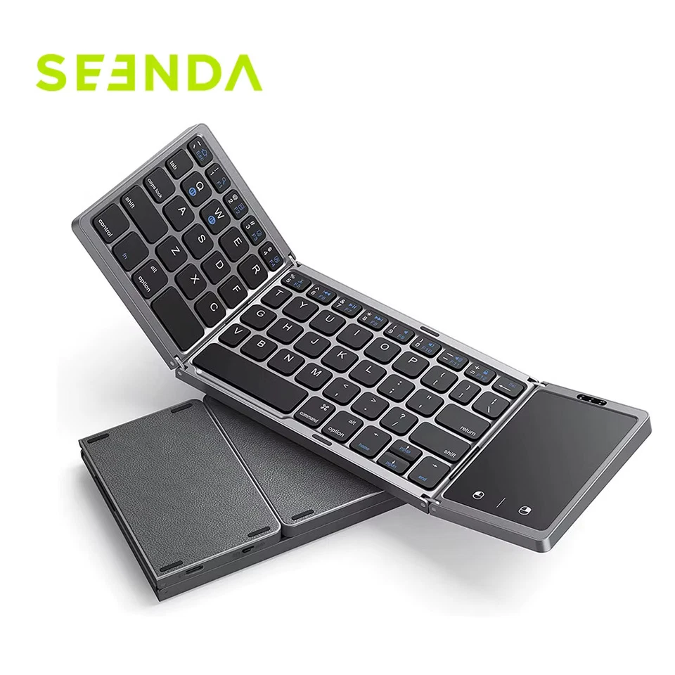 Foldable Wireless Bluetooth Keyboard Rechargeable for PC Mac Smartphone Windows - Image 1 of 4