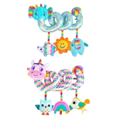 Wrap Around Plush Crib Toy For Newborns Soft Sensory Grasp Soothing Bed Rattle - Image 1 of 4