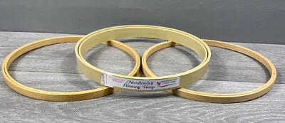 3 Embroidery Hoops  Round 2 Ten Inch Wood One 10 In Plastic Vintage - Image 1 of 4