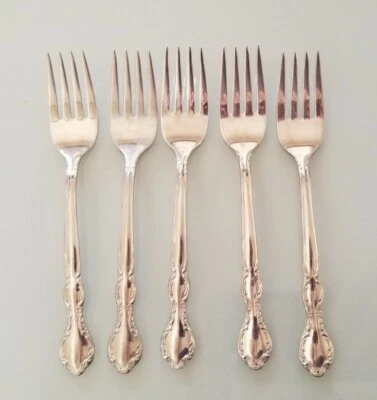 ROYAL MANOR  Wm Rogers & Son Stainless IS.  5 Salad Forks.  — 第 1/4 张图片