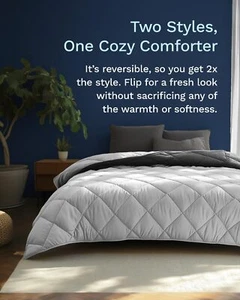 Four Seasons Duvet - Reversible Fiber Duvet Blanket, Light/Dark Gray, Queen Size - Picture 1 of 8