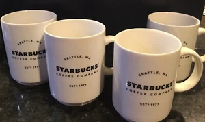 Set Of 4 ~ 2018 Starbucks Coffee Company Seattle, WA Mugs 14 oz White - Picture 1 of 5