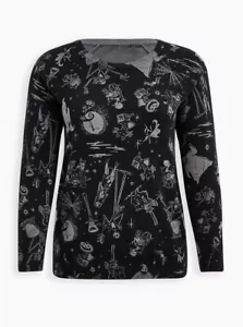 Torrid Disney NBC Nightmare Before Christmas Sweater Raglan Black NWT New 2X - Imagen 1 de 4