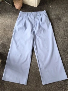 H&M Light Blue Wide Leg High Waisted Trousers Size Uk 12 - Picture 1 of 1