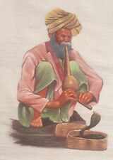 Painting Of Snake Charmer Playing An Instrument Called A Pungi 22x27 Inches