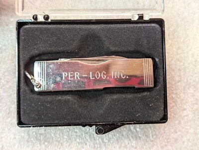 Cuchillo bolígrafo publicitario Per-Log INC Company 3 hojas, pinzas extraíbles tijeras Foto 1 de 4