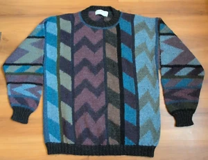 Vintage Peruvian Connection Sweater Mens Medium Alpaca Geometric AOP Grandpa  - Picture 1 of 9
