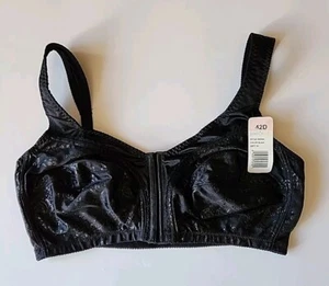 Vtg Simply Basic Womens Black Wireless Lined Bra Front Closure Wide Strap 42D - Picture 1 of 14