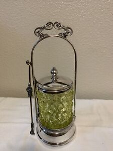Antique Silverplate Pickle Castor - Diamond Point Jar